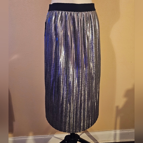 Project RUNWAY Shimmering Silver Midi Skirt - Picture 1 of 4